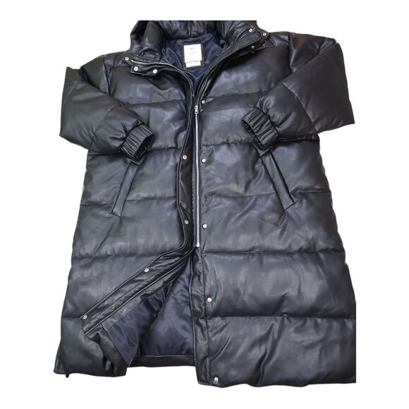 Abercrombie & Fitch Ultra Collection XXL Vegan Leather Coat Jacket 45" Long - Picture 3 of 16